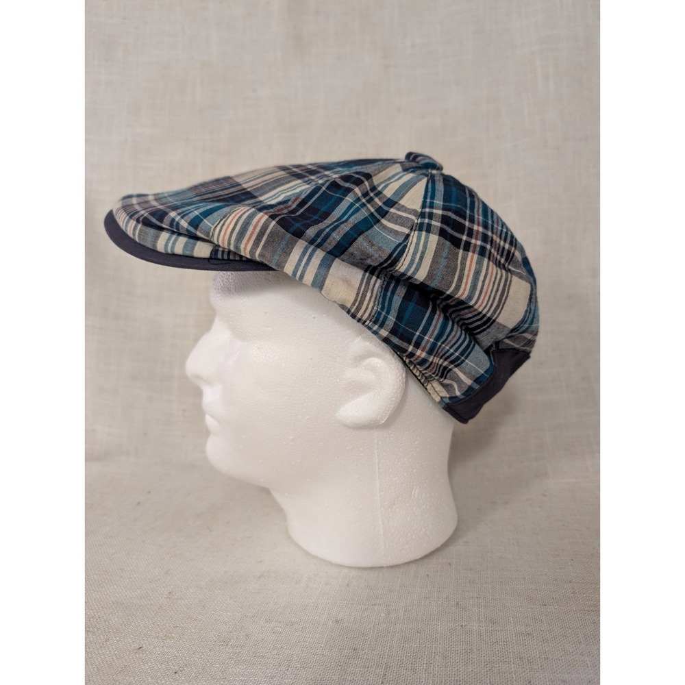 Woolrich Vintage Golfer's Cap XL Newsboy Hat Navy Plaid Cotton